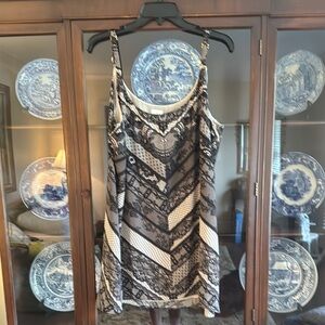 CAbi Black and White Patterned Blouse